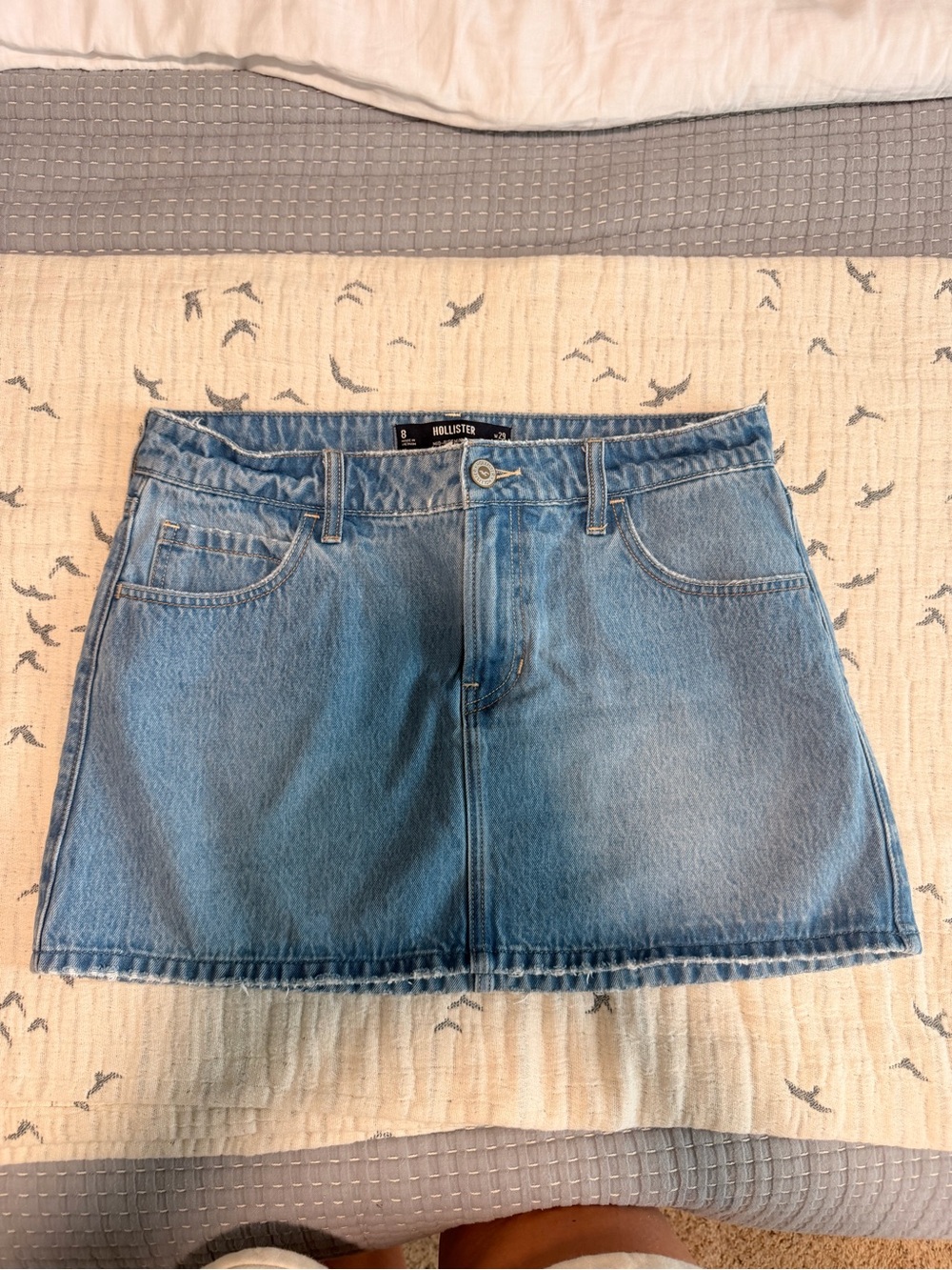 Hollister Blue Washed Denim Mini Skirt